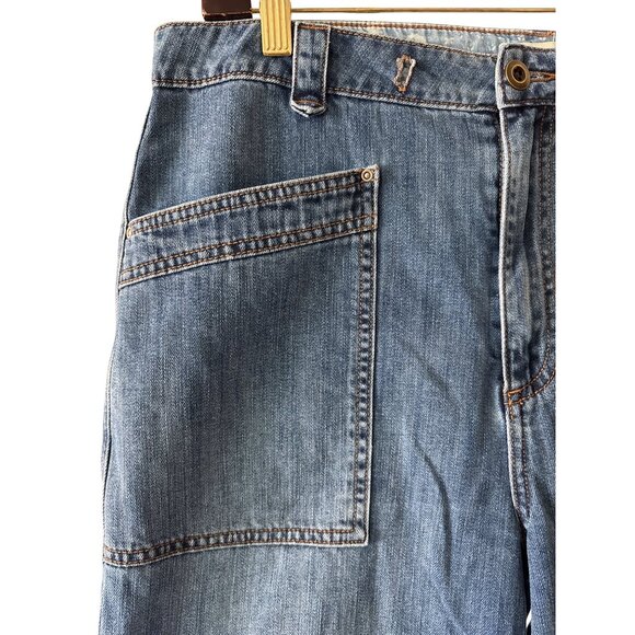 Sundance Roadside Jeans Size 10 Mid Wash High‎ Waist Raw Hem Patch Pockets - Picture 4 of 11